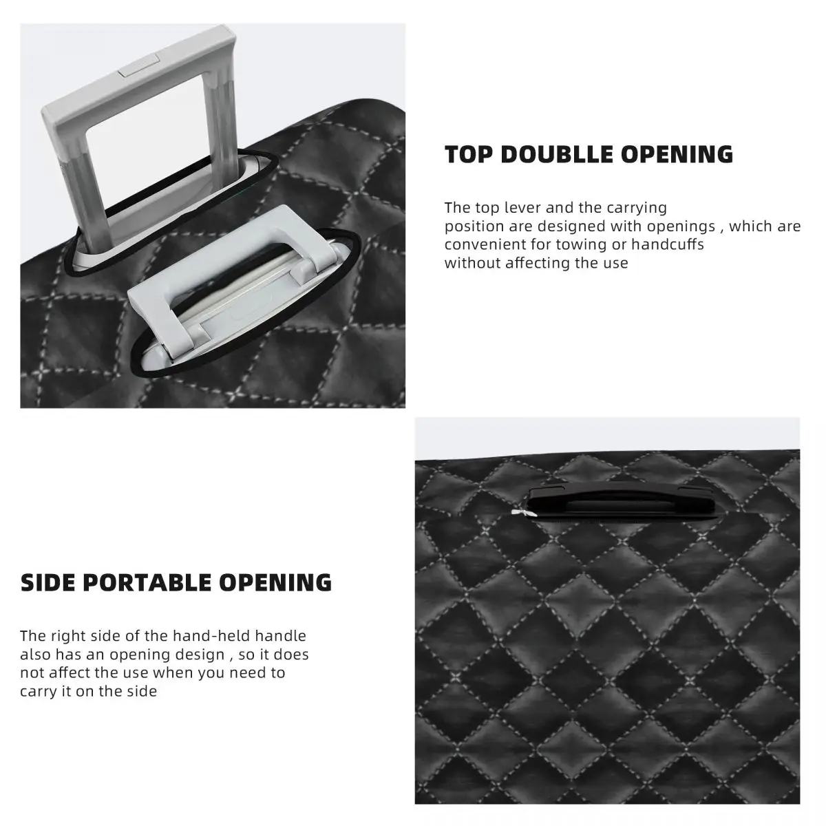 Printed Black Quilted Leather. Leather Print Luggage Protective Dust Covers Elastic Waterproof 18-32inch Suitcase Cover Travel