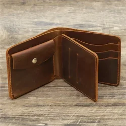 100%Genuine Leather Men's Wallets with Coin Pocket Vintage Male Short Purse Function Men Wallets with Card Holders