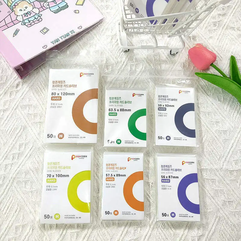 50pcs Korea Card Sleeves Clear Acid Free CPP HARD Photocard Holographic Protector Film Album Binder Photo Popcorn Card