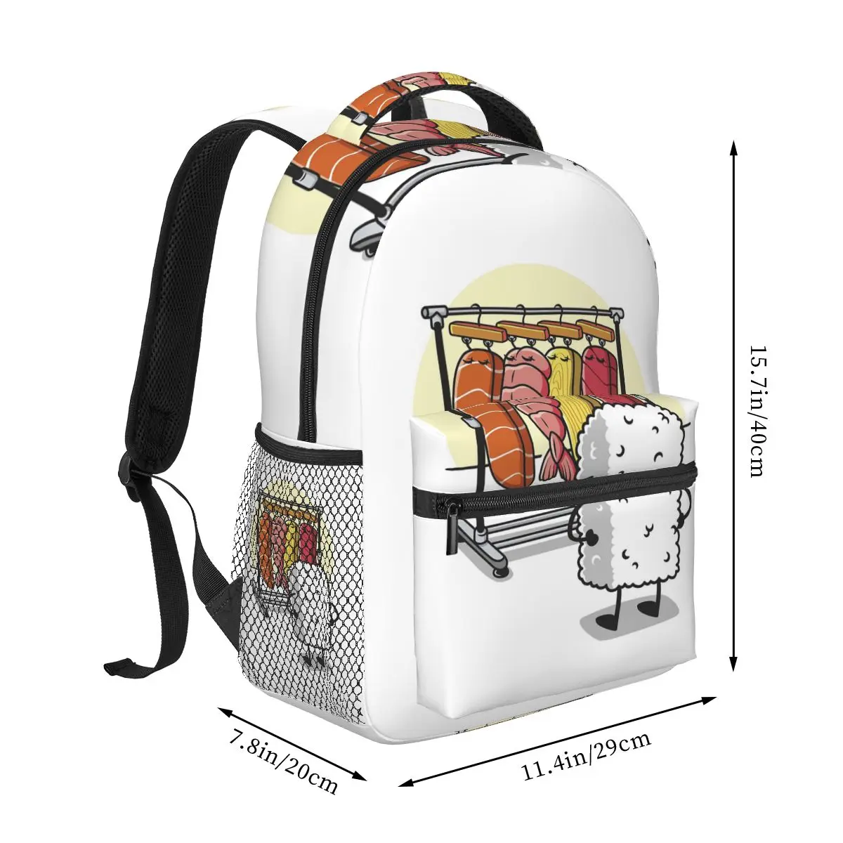 Sushi Wardrobe Backpack Student Boys Girls BookBag Children School Bag Laptop Shoulder Bags for Men Women