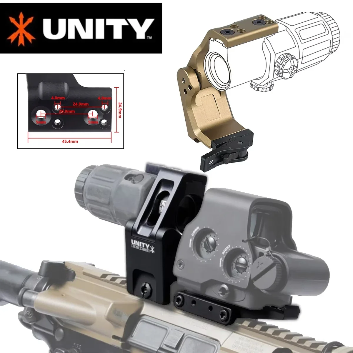 UNITY FAST OMNI FTC Magnifier Mount Optic Base G30 G33 G43 G45 551 552 553 558 With QD Lever 2.26 Optical Height Scope Mounts