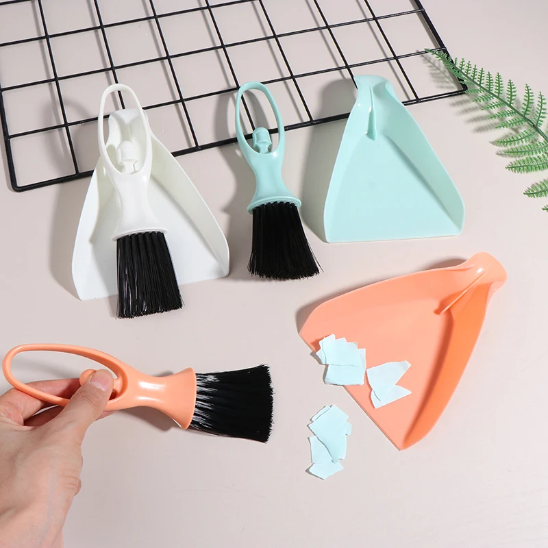 Mini Handy Desktop Keyboard Sweep Dustpan Cleaning Brush Corner Broom Pan Set With Handle Household Cleaning Tool