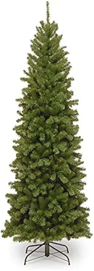 Artificial Unlit Slim Christmas Tree, Green, North Valley Spruce, Includes Sturdy Stand, Flame Resistant, 6.5 Feet