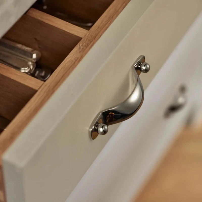 High-end Titanium Silver Cabinet Handles Knobs Minimalist Solid Brass Furniture Handles Bedroom Wardrobe Kitchen Cupboard Pulls