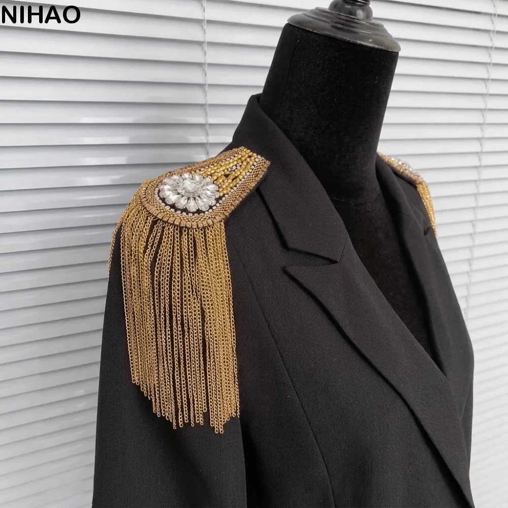 Classical Epaulet Tassel Chain Shoulder Board Punk Alloy Star Shoulder Flash Badge Breastpin Fringe Shoulder Mark Theatre