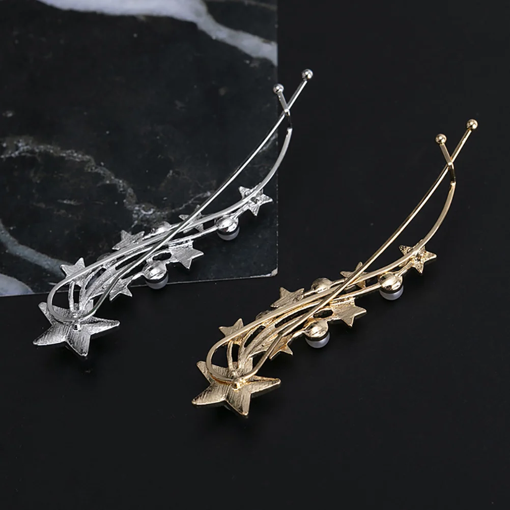 

2pcs Star Hair Clips Alloy Decorative Barrettes For Women Beach Wedding Accessories Small Hair Clips Rhinestone Mermaid Style