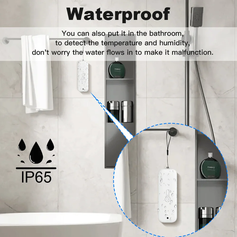 Termômetro com sensor de umidade e temperatura Tuya Zigbee IP65 à prova d'água compatível com Smart Life e Google Assistant