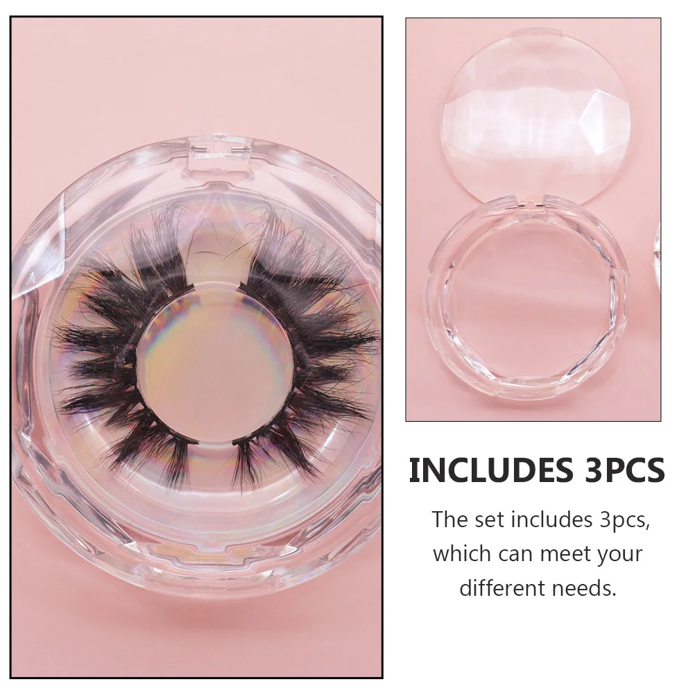 Custodia per ciglia trasparente da 3 pezzi Custodia per ciglia finte Design compatto di costruzione premium per l'organizzazione quotidiana del trucco
