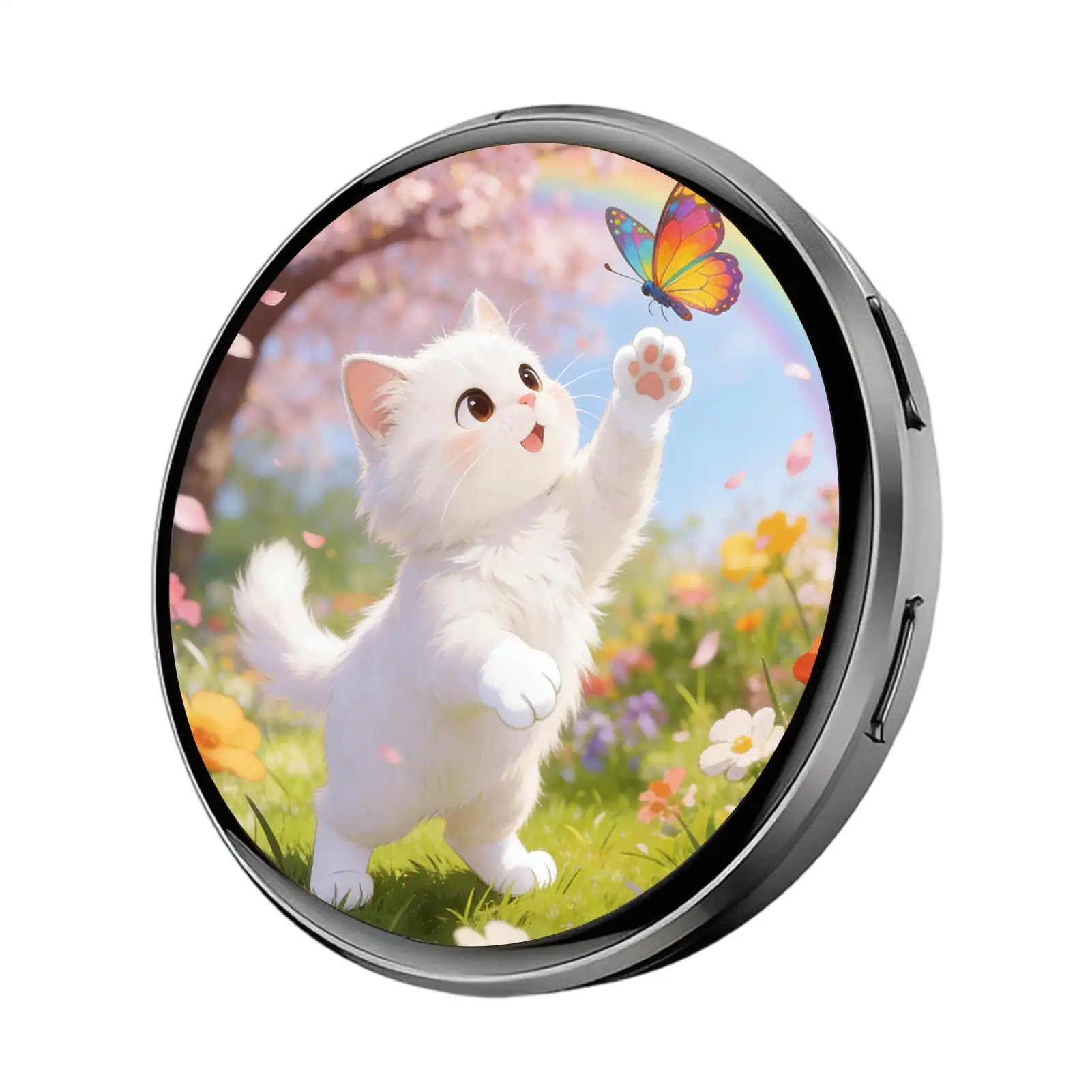 Cartoon Round Anime E-Badge Pin LED Display Cyberpunk Dynamic Anime Brooches Custom Funny Badge Backpack Accessories