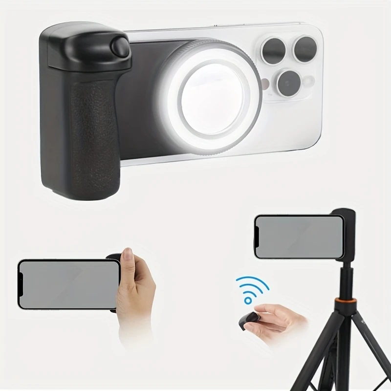 

Mobile Phone Camera Handle 360° Rotating Magnetic Holder with Detachable Remote Shutter Bluetooth-Compatible Camera Handle