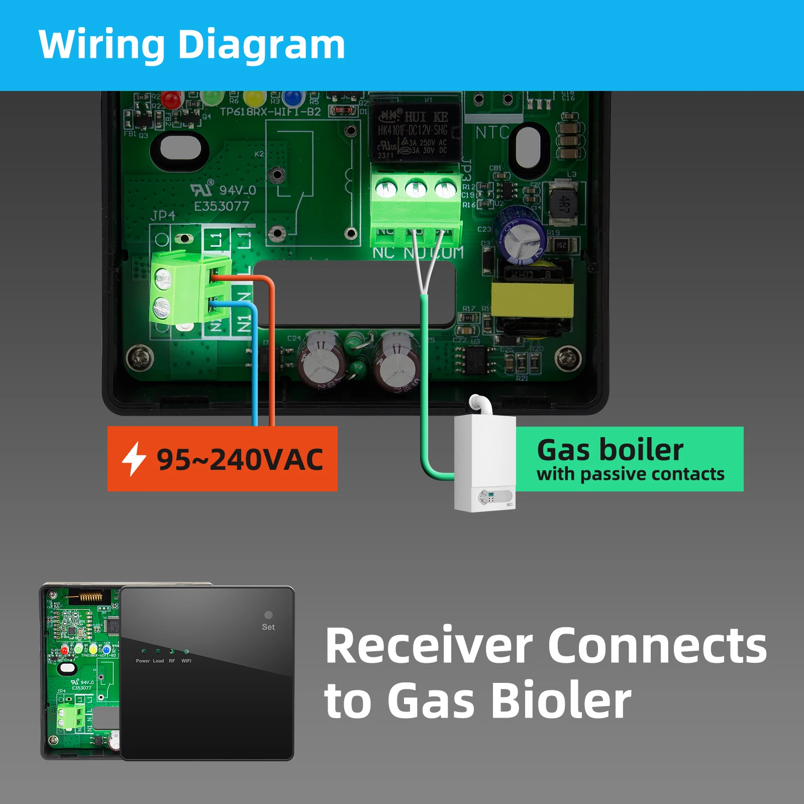 Beok-termostato inalámbrico Tuya RF, controlador de temperatura WIFI para caldera de Gas y calefacción de suelo de habitación, funciona con Yandex