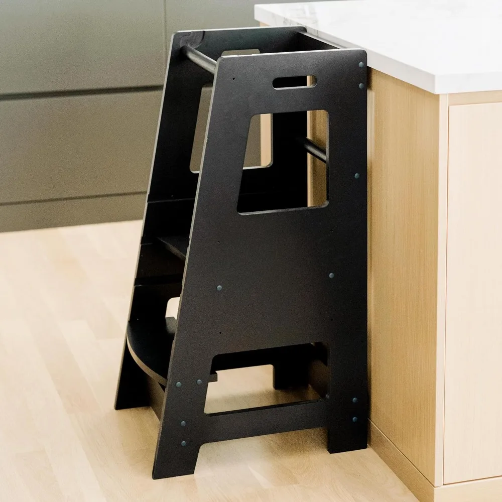 Children's vertical tower kitchen wooden footstool with adjustable platform for free transportation