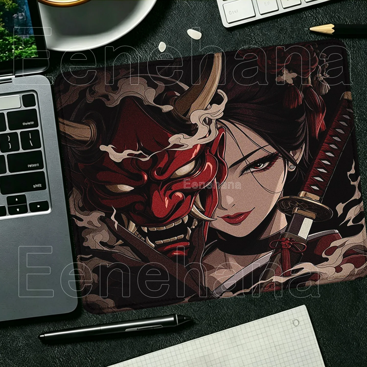 HD Printing Anime Ghost Mask Girl Non-slip Small Size Mousepad E-Sports Keyboard Office Accessories Mat Gaming Overlock Desk Mat