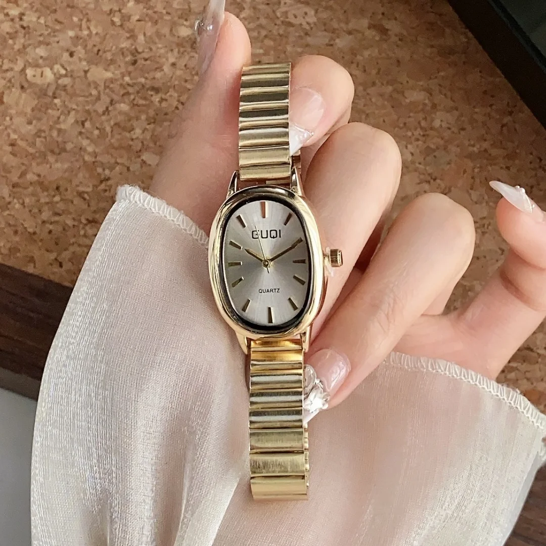 

Новые женские овальные часы из нержавеющей стали с регулируемым ремешком, кварцевый механизм, женские наручные часы, женские часы Relojes Para Mujer