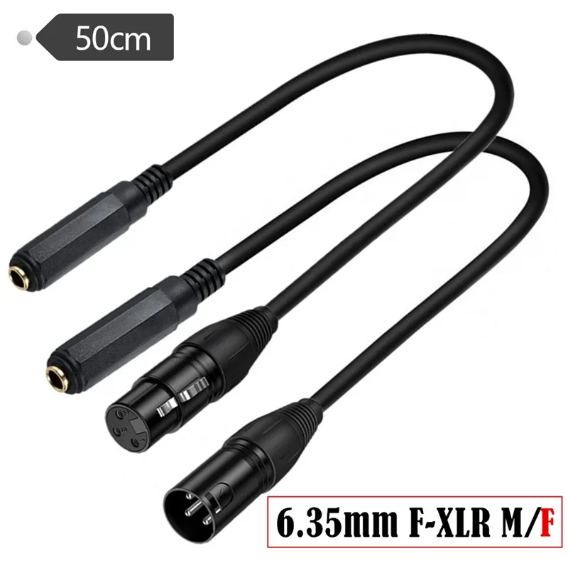 6.35 mm 1/4" Female to XLR Female & Male Adapter Cable,Quarter inch TS/TRS to XLR 3 Pin Interconnect Cable  0.5m