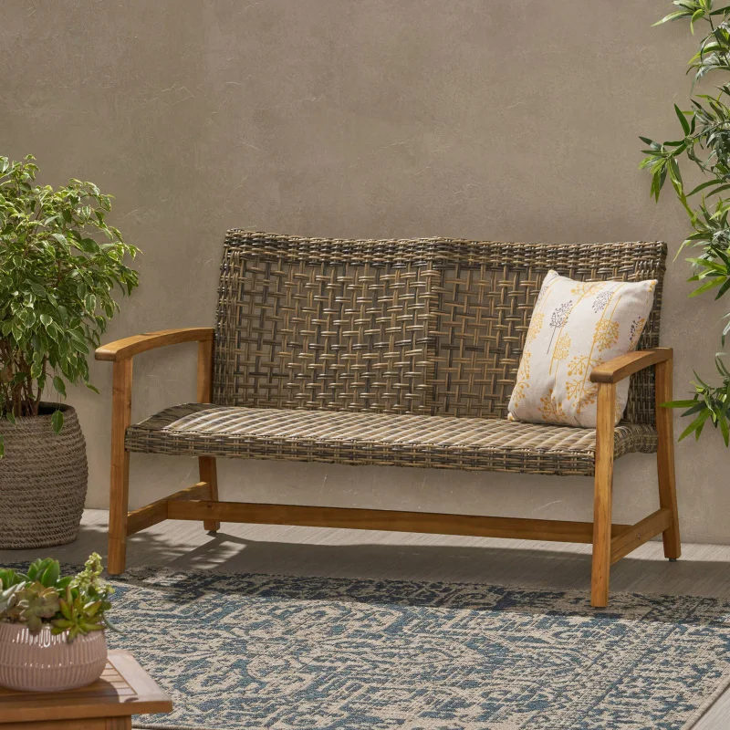 

Outdoor Wood Sofa Natural Stained Wicker Weave Sofa