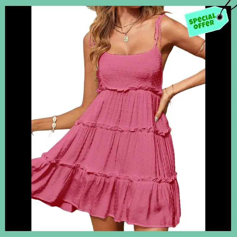 

Sturdy Womens Summer Dresses Wedding Guest Dresses Beach Sundresses Spaghetti Strap Flowy Boho Dress