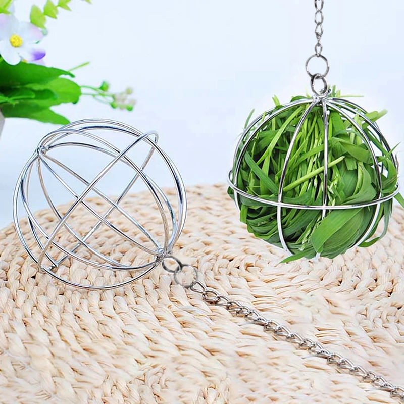 

Stainless Steel Round Sphere Feed Dispense Exercise Hanging Hay Ball Guinea Pig Hamster Rabbit Pet Toy