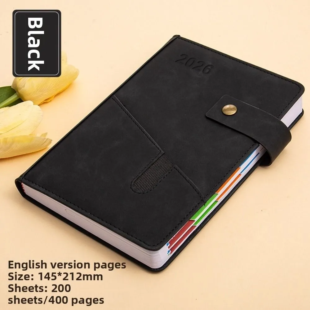 English 2026 Schedule Planner Notepad Wear-resistant Bookmark 365 Days Efficiency Notebook 12 Months Simple Office Work Planner