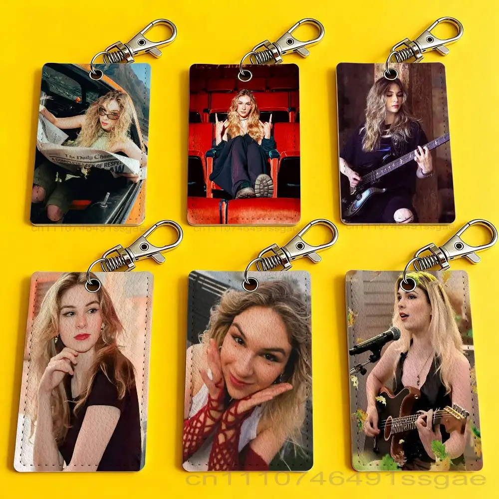 D-Daniela S-Singer Villarreal  Rectangle Access Card Case Leather Card Holder Keychain Key Ring Transportation Card Case