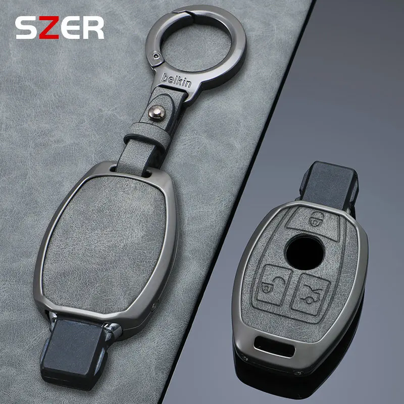 

Alloy Leather Car Key Case Cover Shell For Mercedes Benz A B C E S Class W204 W205 W212 W213 W176 GLC CLA AMG W177 Accessories