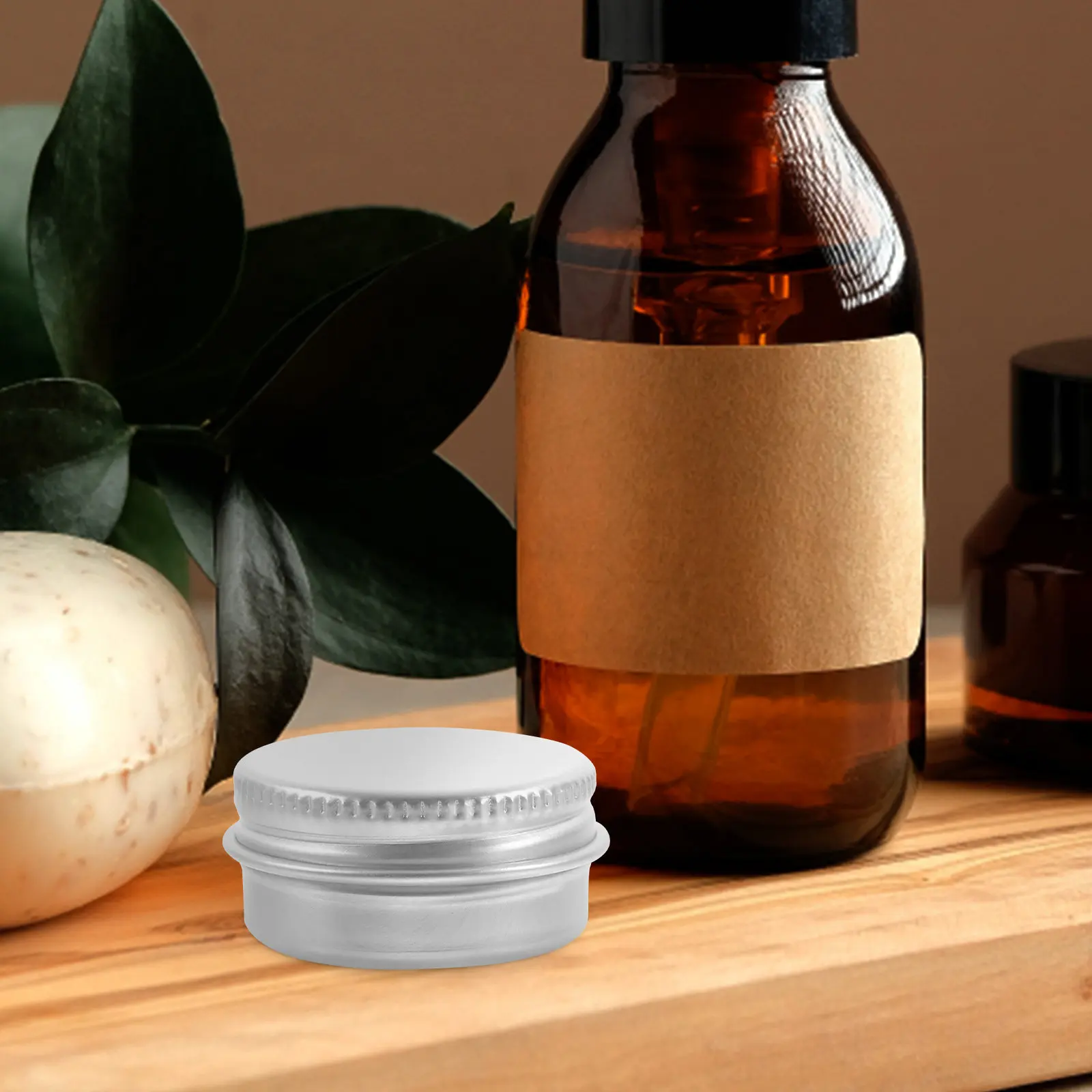 50Pcs Small Aluminum Box Spiral Lid Leak-Proof Refillable Cream Storage Container for Travel Business Trip Camping Face