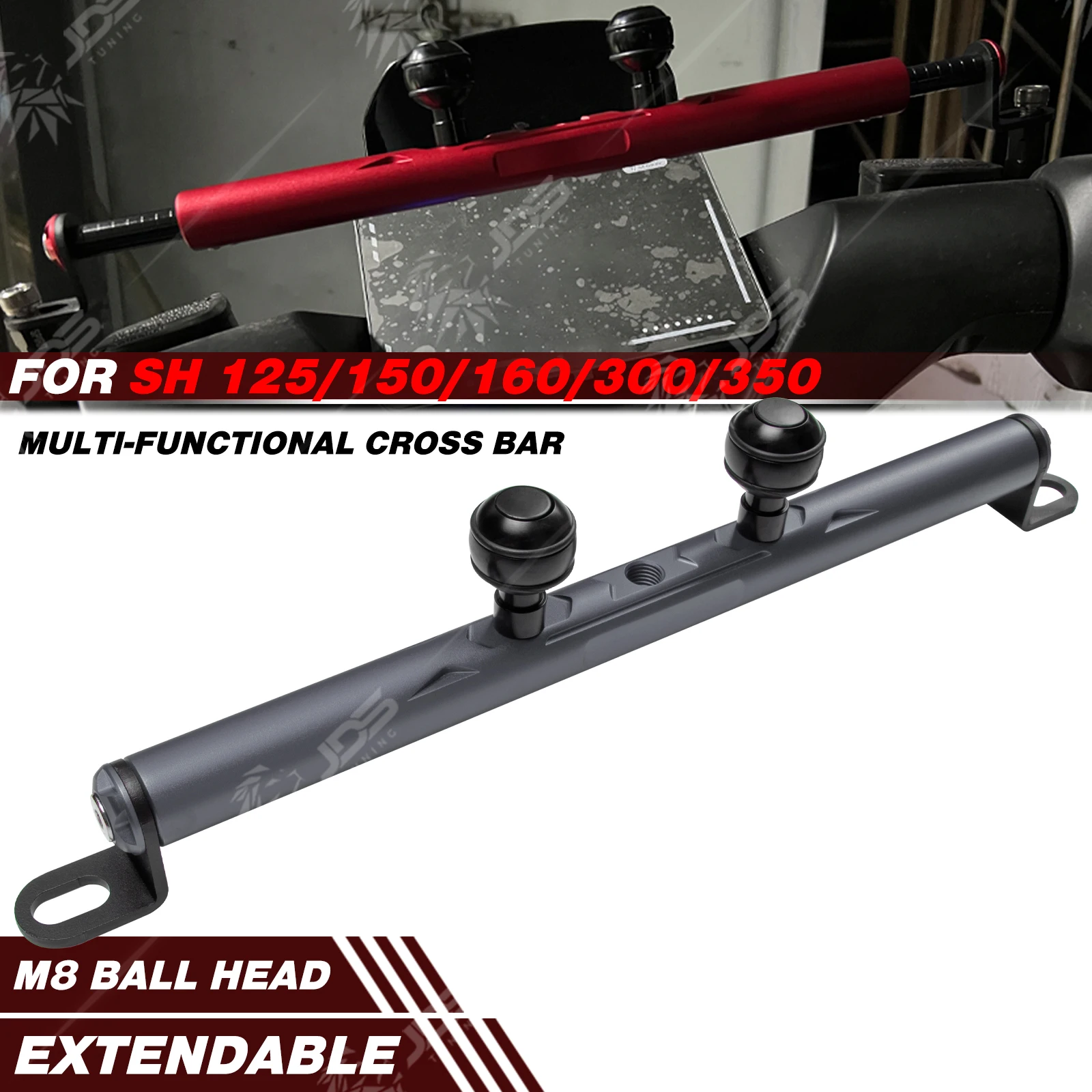 

JDSTUNING For HONDA SH 125/150/160/300/350 Crossbar Balance Beam Multifunction Bar Phone Holder Bracket Accessories Parts