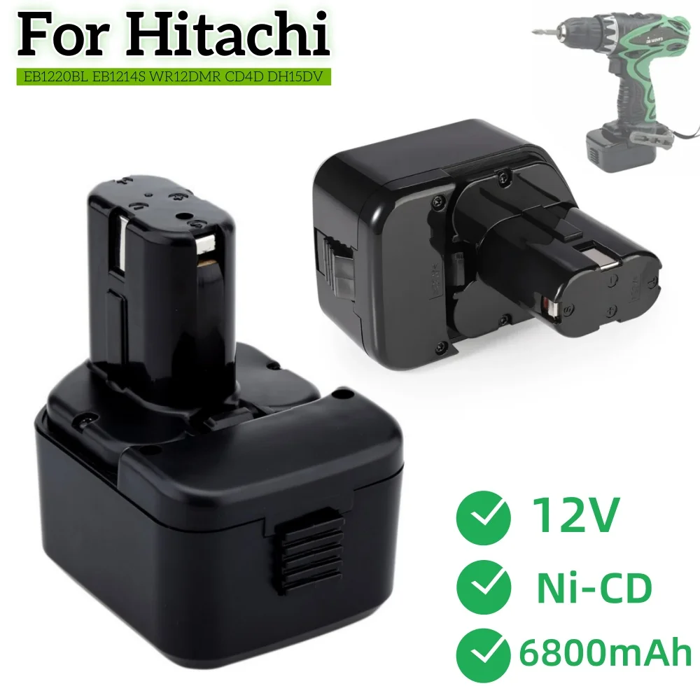 6800mAh لشركة هيتاشي 12 فولت بطارية EB1214S بطارية قابلة للشحن Ni-CD متوافق EB1212S مفك أداة السلطة استبدال