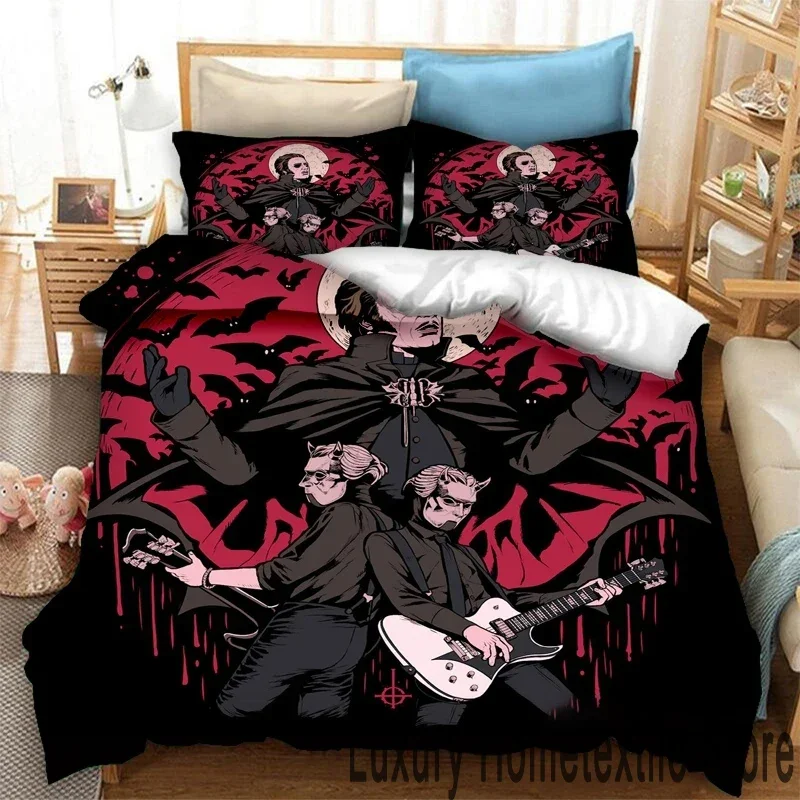 Exquisite 3D Print Ghost Band Bedding Set,Duvet Cover Comforter Bed Set Quilt Cover Pillowcase,King Queen Twin Size Boys Girls A