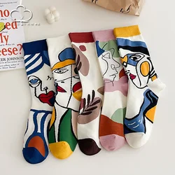 2025 Women Socks Skateboard doodle painting Plant Kawaii Funny Happy Casual Female Cotton Hosiery Streetwear Skate Harajuku