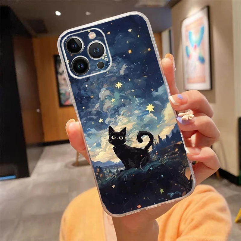 

Lovely Cat Phone Case Carcasa Funda For iPhone 17 Pro Max Air 16 15 14 13 Pro Max 15 16 Pro 15Plus 16E Case