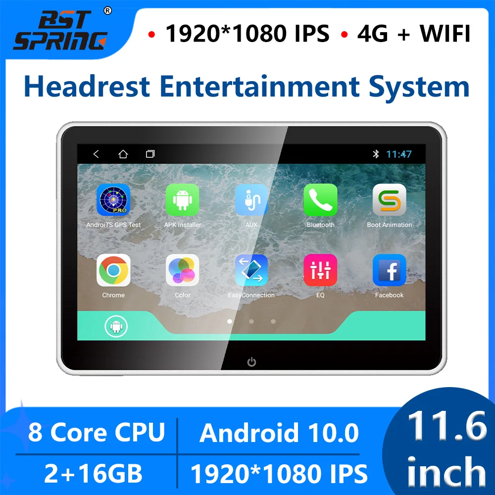 

11.6 Inch Android 11 Car Headrest Monitor Multifunction Tablet Touch Screen 4K Automobile Rear Seat Video Player Bluetooth/HDMI