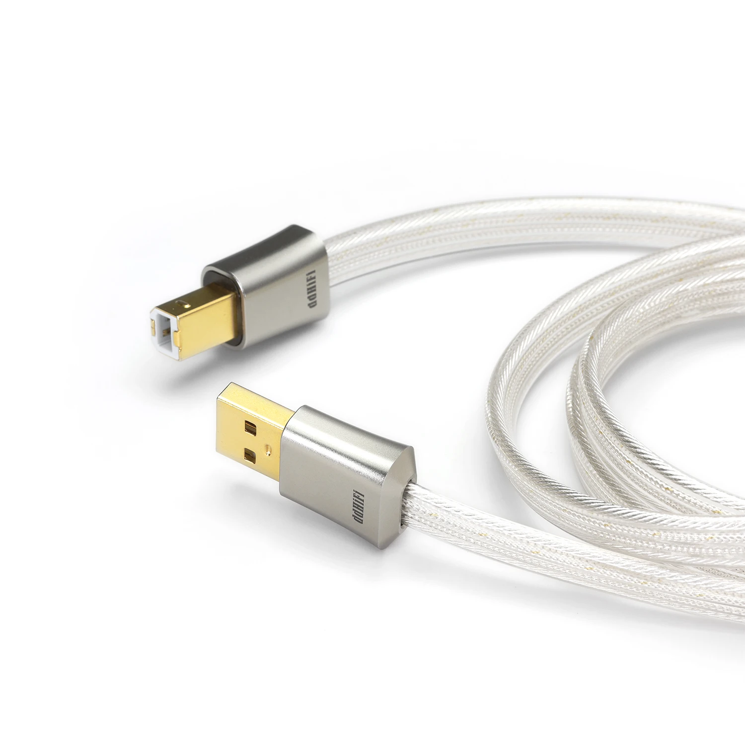 DD ddHiFi TC19BA (Cometa) Flagship Pure Silver USB-B para USB-A OTG Cabo de sinal digital, design paralelo de quatro fios, 95 cm