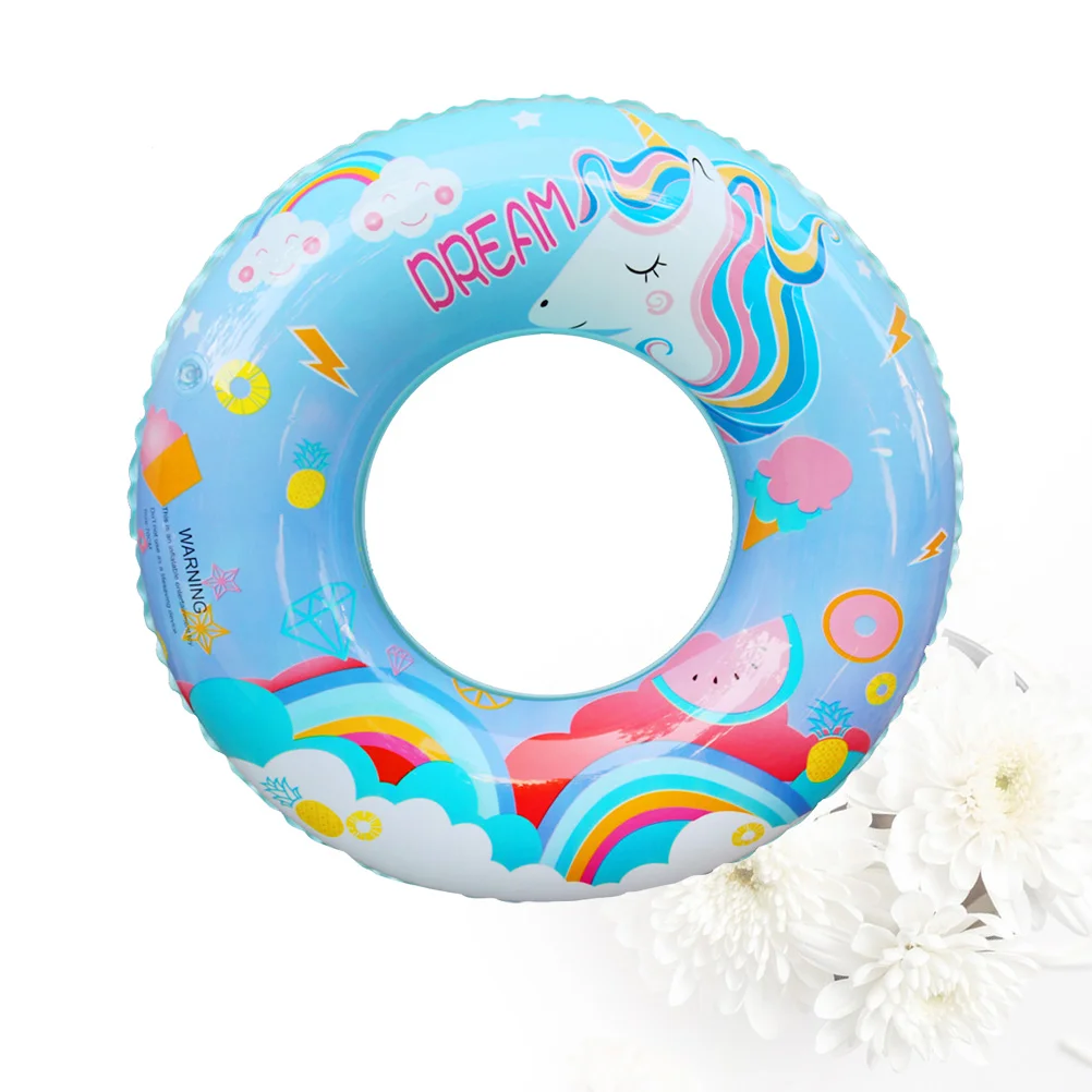Thicken Swimming Ring Inflatable Swimming Ring Funny Swim Supplies Unicorn Design Swimming Pool Toy for Outdoor Kids (5-9 Years