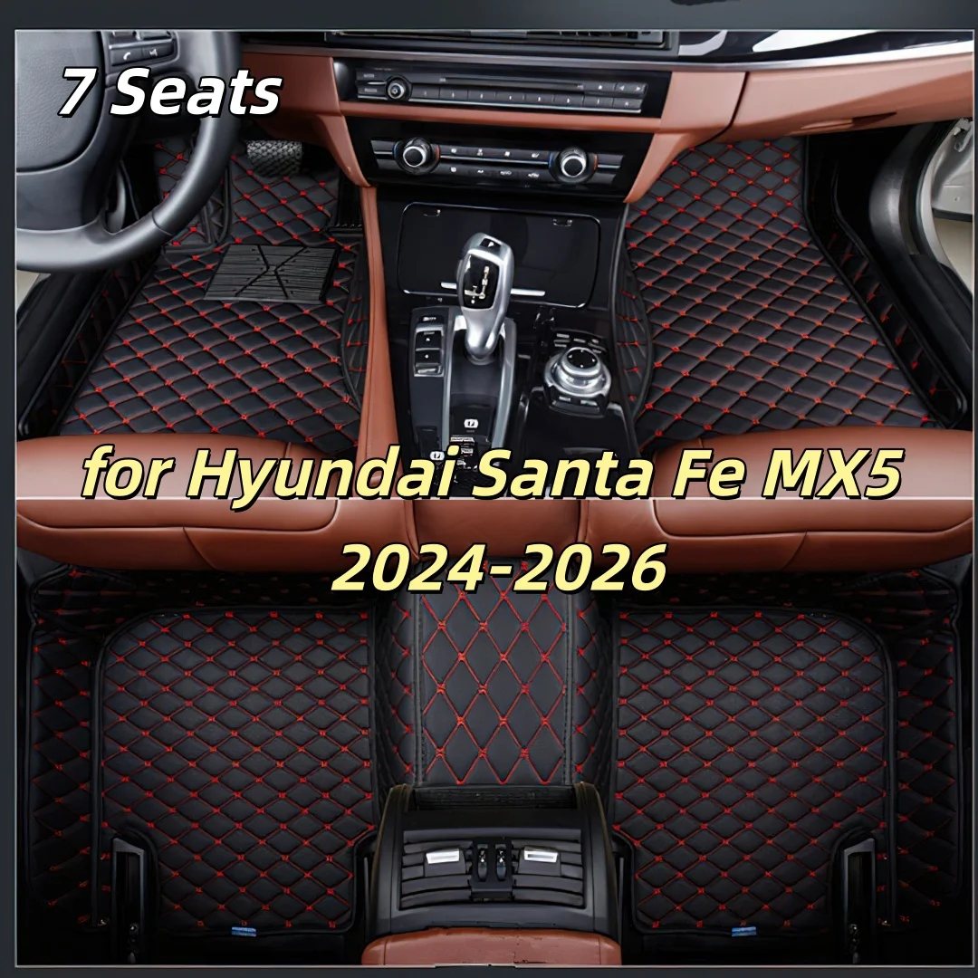 

7 Seats Accessories Auto leather carpet pads for Hyundai Santa Fe MX5 2024 2025 2026 Custom car floor mats vehicle foot mat rugs