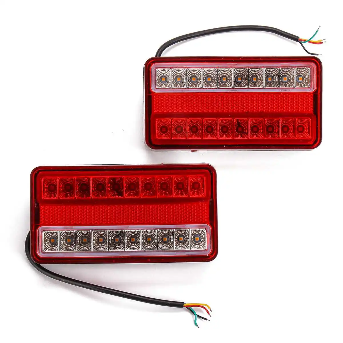 2pcs Tractor Rear Light 12V-80V Boat Trailer Tail Light Truck Brake Turn Signal RV Camper Caravan Taillight Reflector Amber Red