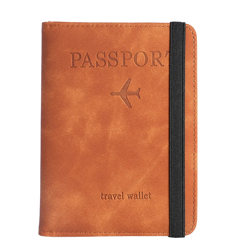 Elastic Band Leather Passport Cover RFID Blocking for Cards Travel Passport Holder ID Document Bank Card Holder Case