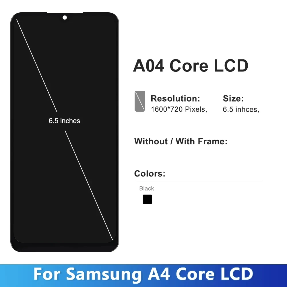 100% New Test Original For Samsung  A04 Core LCD Display Panel Touch Screen Digitizer For Samsung A04Core Display