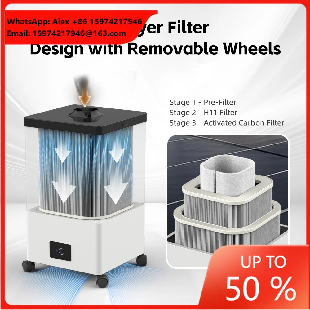 XF250 Professional Dust Collector & Vacuum Cleaner With Three-Layer HEPA Filter (99.99% Efficiency) Mobile For Nail/Hair Salons