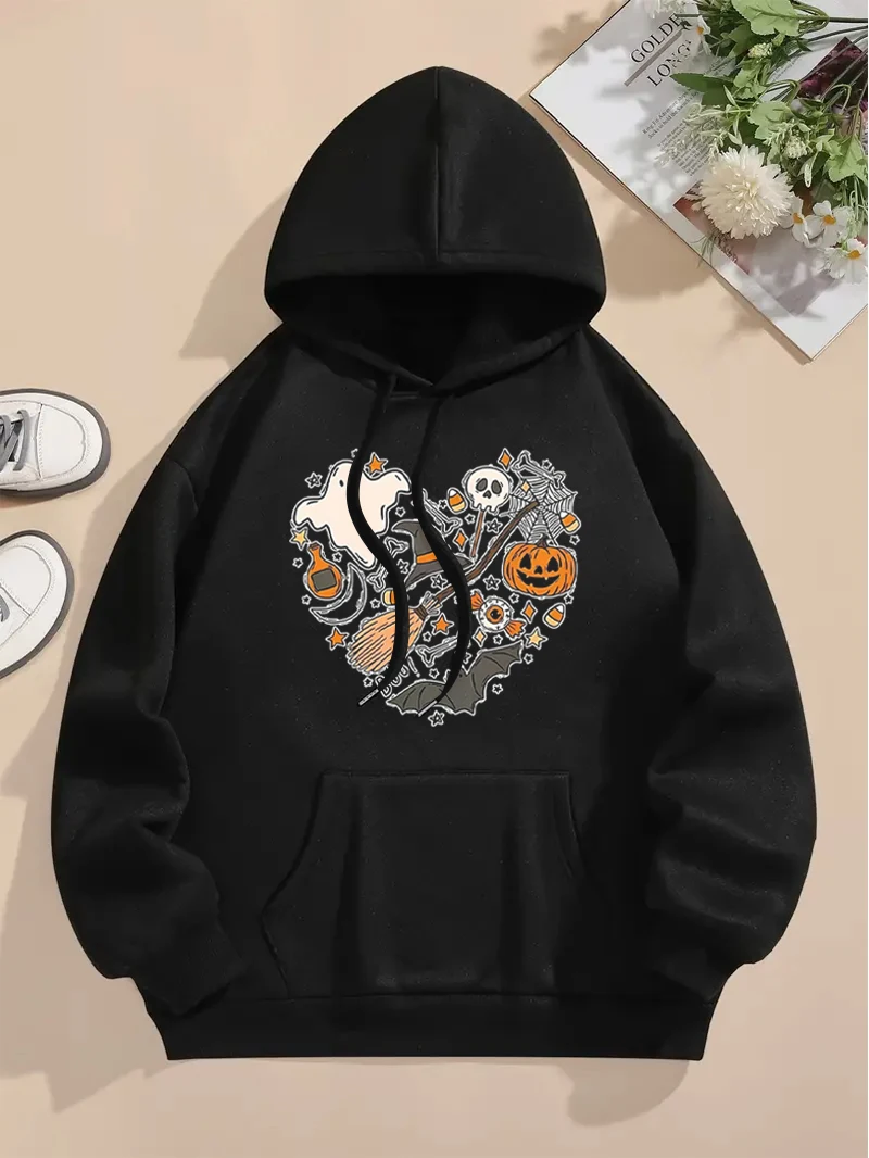 2024 Winter Love Halloween Printed Women\'s Sweater Kawaii Autumn Women\'s Sweater Fashion New Women\'s Clothing