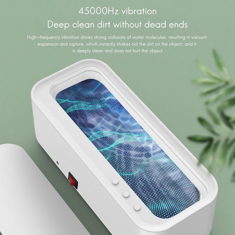 آلة التنظيف بالموجات فوق الصوتية ، 45000Hz ، عالية التردد ، الاهتزاز ، الغسيل ، المجوهرات ، النظارات ، ساعة ، حلقة ، تعزيز