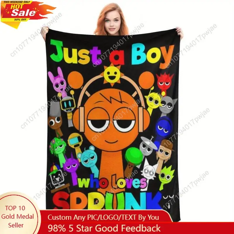 

Soft Funny Throw Blanket Sprunki Oversized Fleece Blanket Fiber Colorful Cartoon And Text Designs Suitable Custom blankets