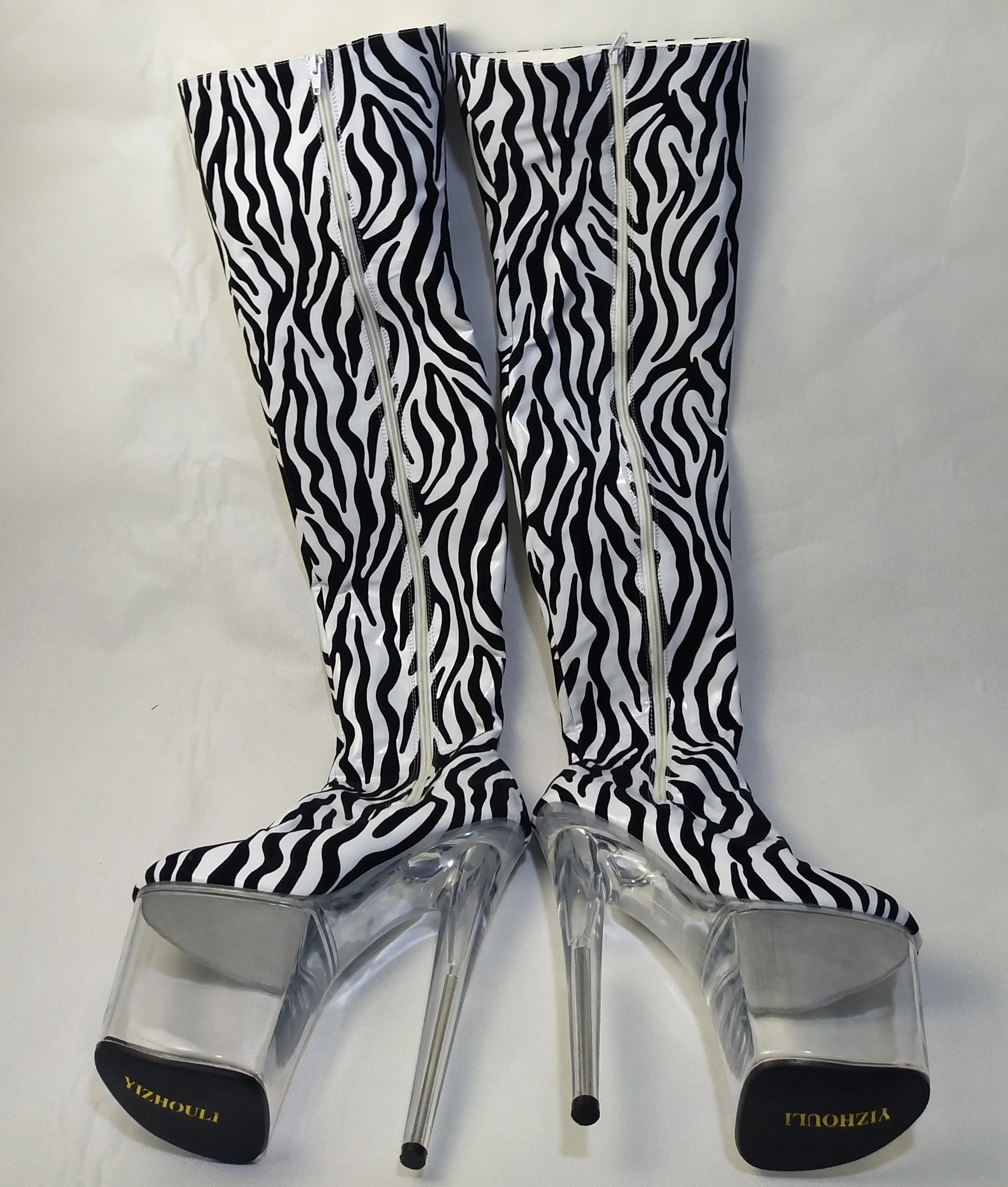 20 cm high heels, lace-up high boots, thick-soled club exotic dancer 8 inches sexy women up to thigh high boots