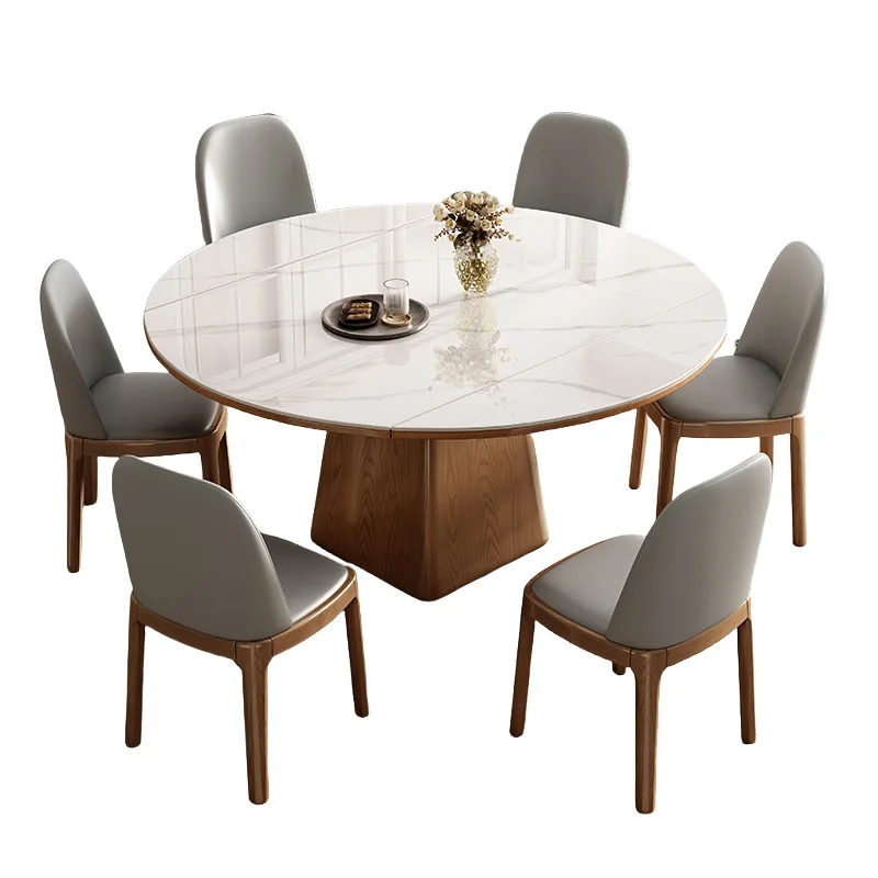

Light luxury, rock slab, dining table and chairs, combination, modern, simple, household, small apartment, solid wood,