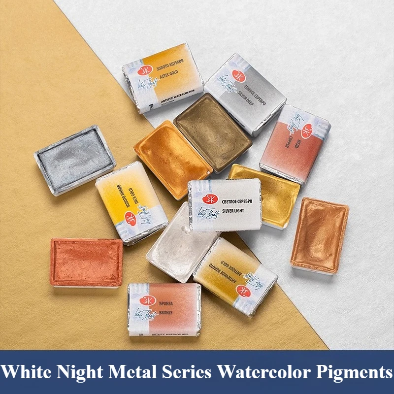 

Цельный портативный русский белый ночной металлический однотонный акварельный пигмент, большая твердая картина, профессиональная акварель