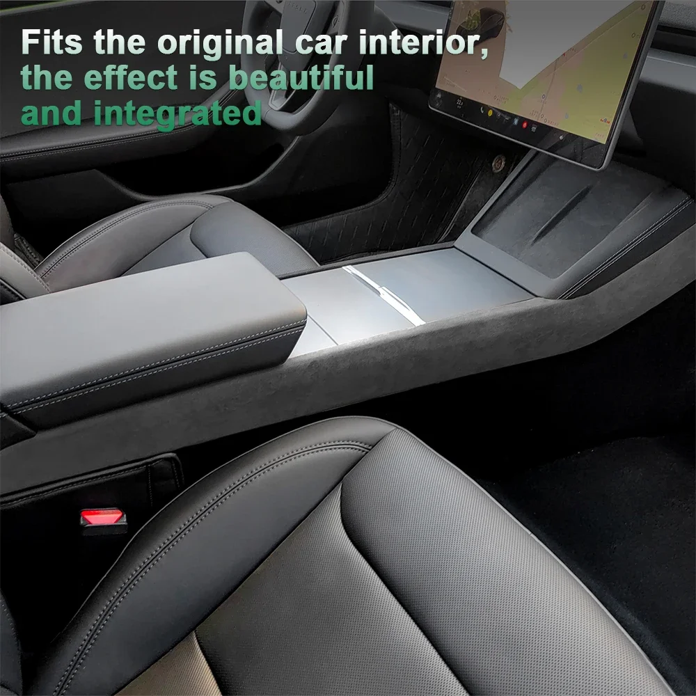 Italian Top Suede Center Console Side Strip Trim Sticker for Tesla Model Y Juniper 2025 2026 2027-Up Model 3 Highland 2024 Car