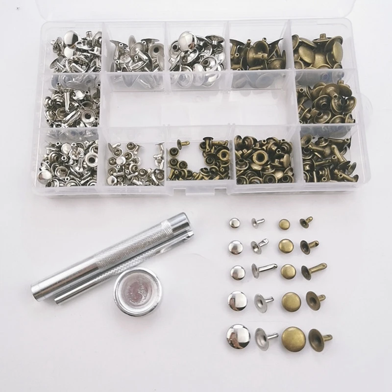 200 Sets Metal Single Cap Rivets Studs Round Rivet For Leather Craft Bag Belt Garments Hat Shoes Pet Collar Decor