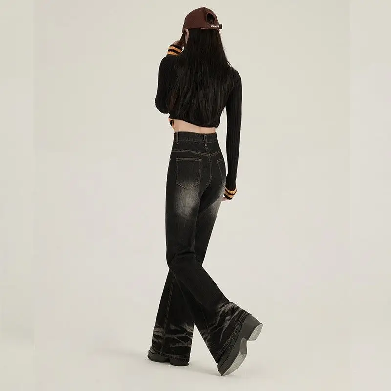 

Женские осенние джинсы, рваные рваные темно-серые базовые повседневные джинсы-бойфренды, непринужденная военная одежда унисекс, High Street Vibe