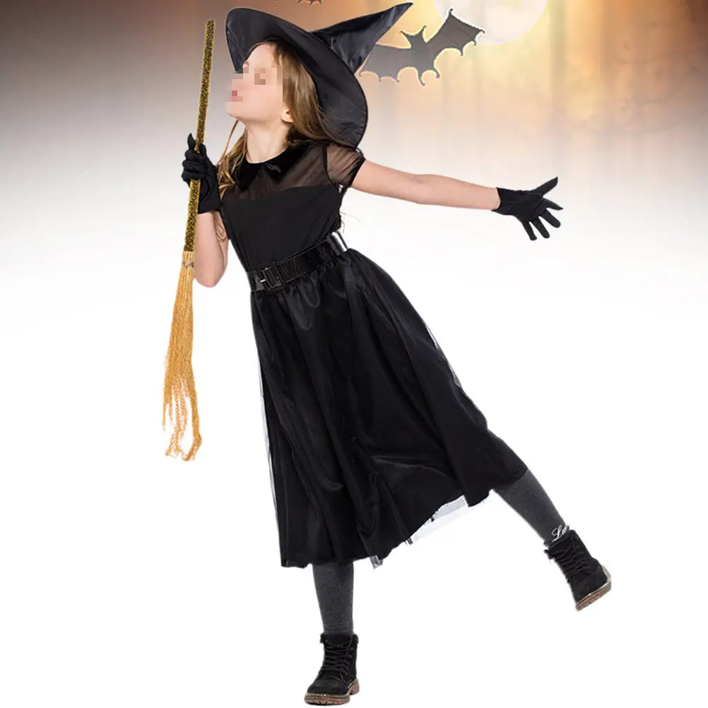 1Set Kids Witch Costume Outfit Halloween Special Occasion Soft Comfort Fit Easy on Cosplay Party Dress Classic - view 4