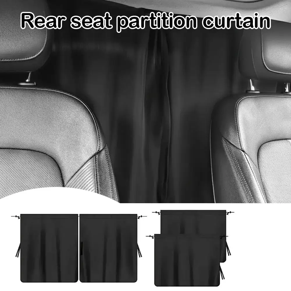 4pcs Black Car Sunshades Front Rear Seat Divider Curtain Heat Insulation Light-blocking Protection Outdoor Camping Car Curtain